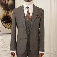 Pinstripe Brown Slim Suit