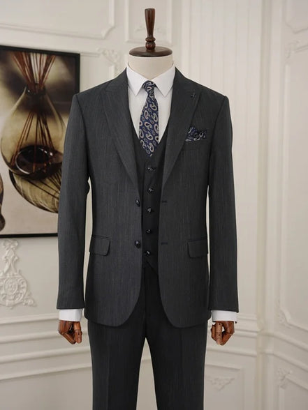 Pinstripe Dark Blue Slim Suit