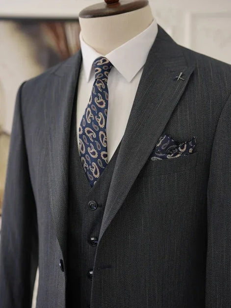 Pinstripe Dark Blue Slim Suit