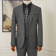 Pinstripe Dark Gray Slim Suit