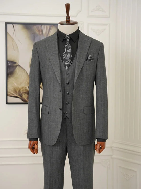 Pinstripe Dark Gray Slim Suit