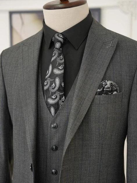 Pinstripe Dark Gray Slim Suit