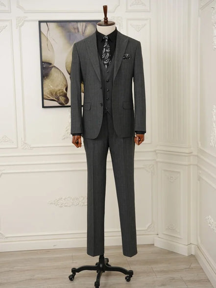 Pinstripe Dark Gray Slim Suit