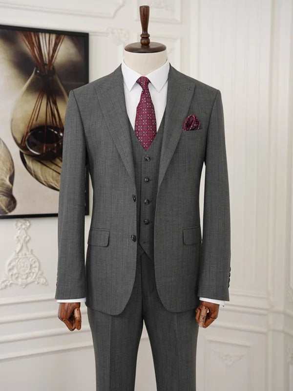 Pinstripe Gray Slim Suit