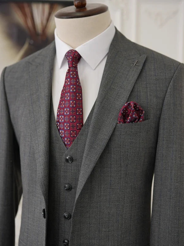 Pinstripe Gray Slim Suit