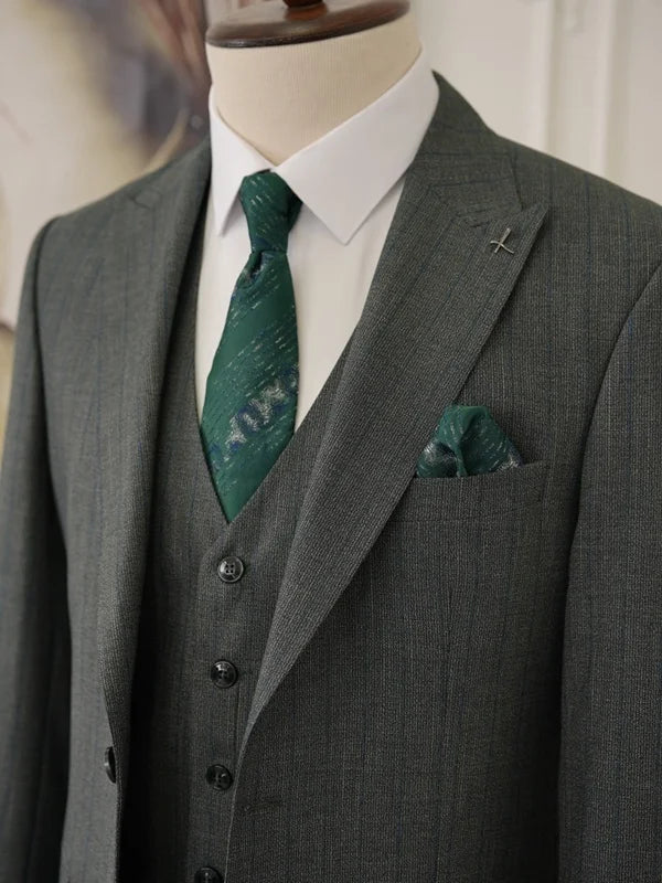 Pinstripe Green Slim Suit