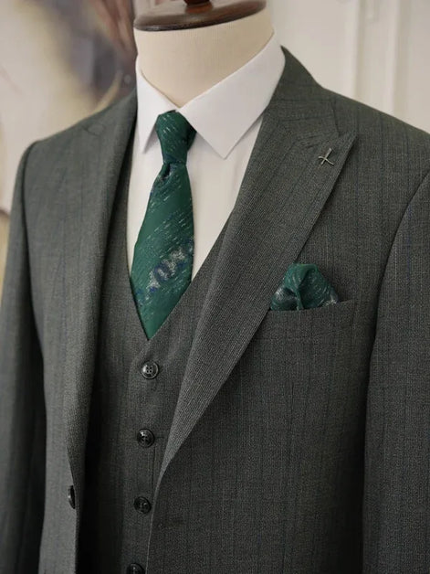 Pinstripe Green Slim Suit