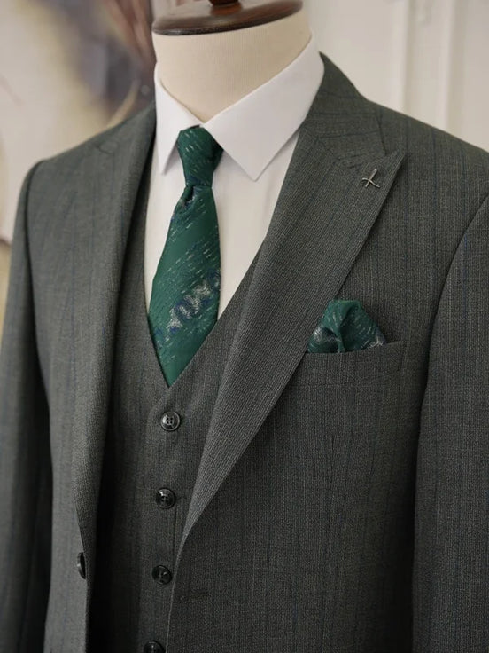 Pinstripe Green Slim Suit