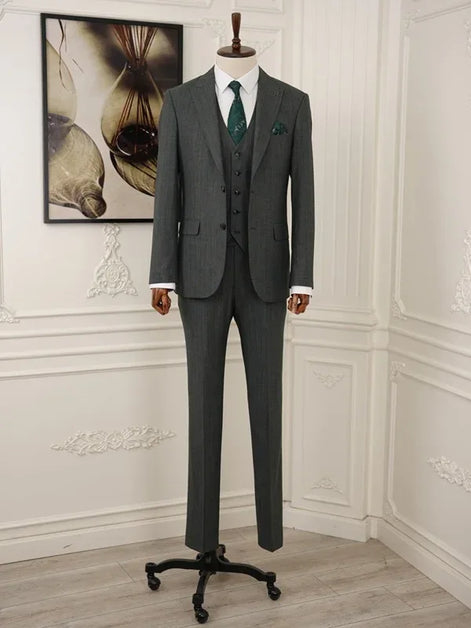 Pinstripe Green Slim Suit