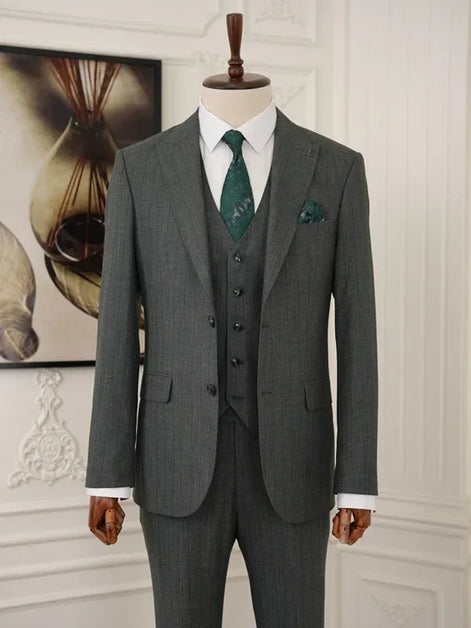 Pinstripe Green Slim Suit