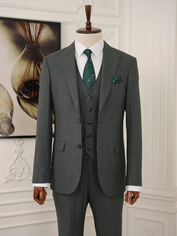 Pinstripe Green Slim Suit