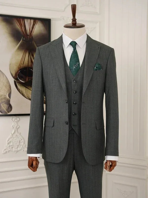 Pinstripe Green Slim Suit