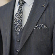 Pinstripe Navy Blue Slim Suit