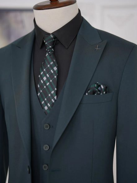 Slim Fit 3 Piece Emerald Green Suit