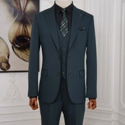 Slim Fit 3 Piece Emerald Green Suit