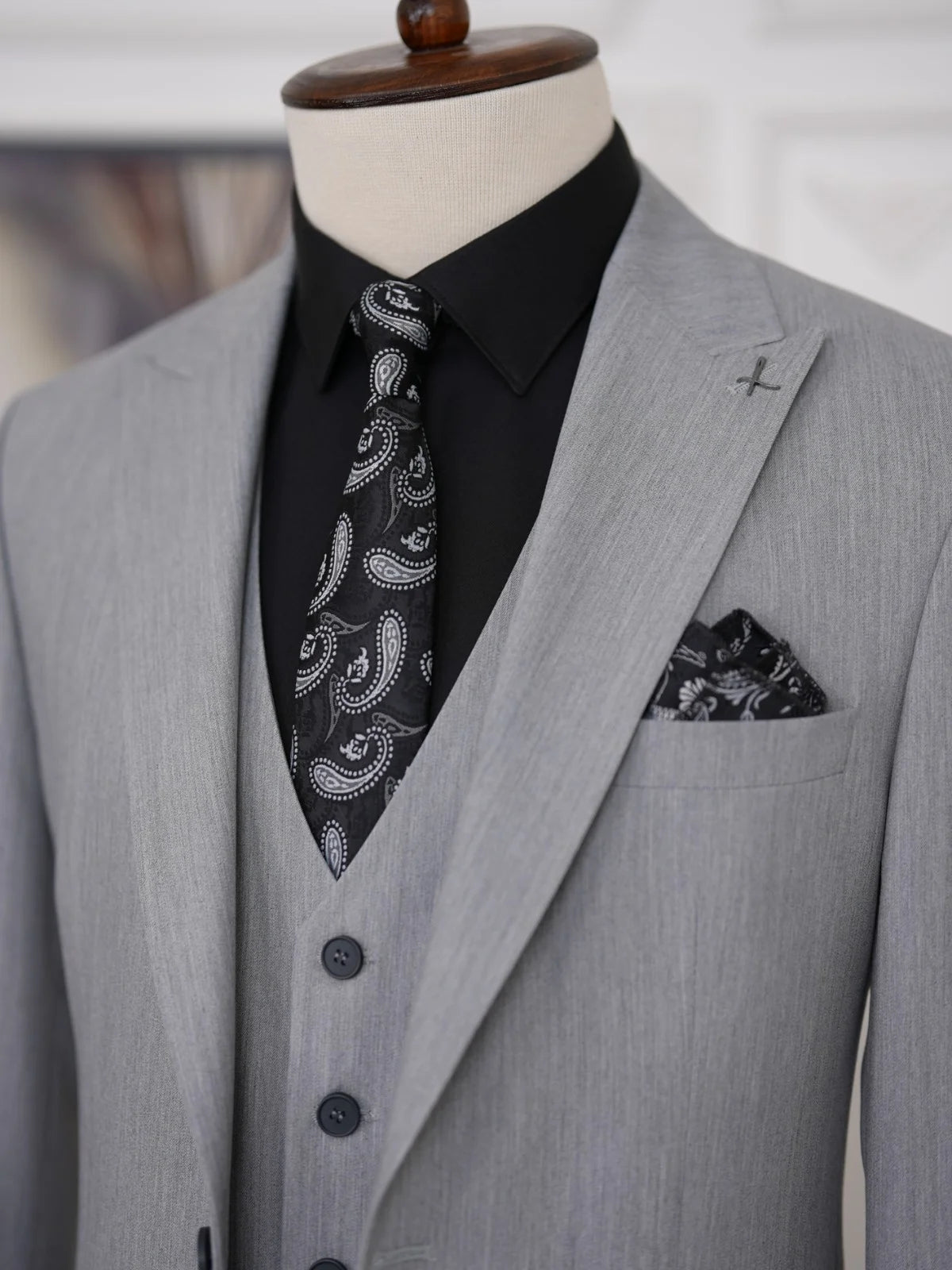 Slim Fit 3 Piece Gray Suit