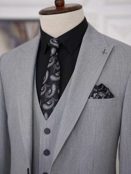 Slim Fit 3 Piece Gray Suit