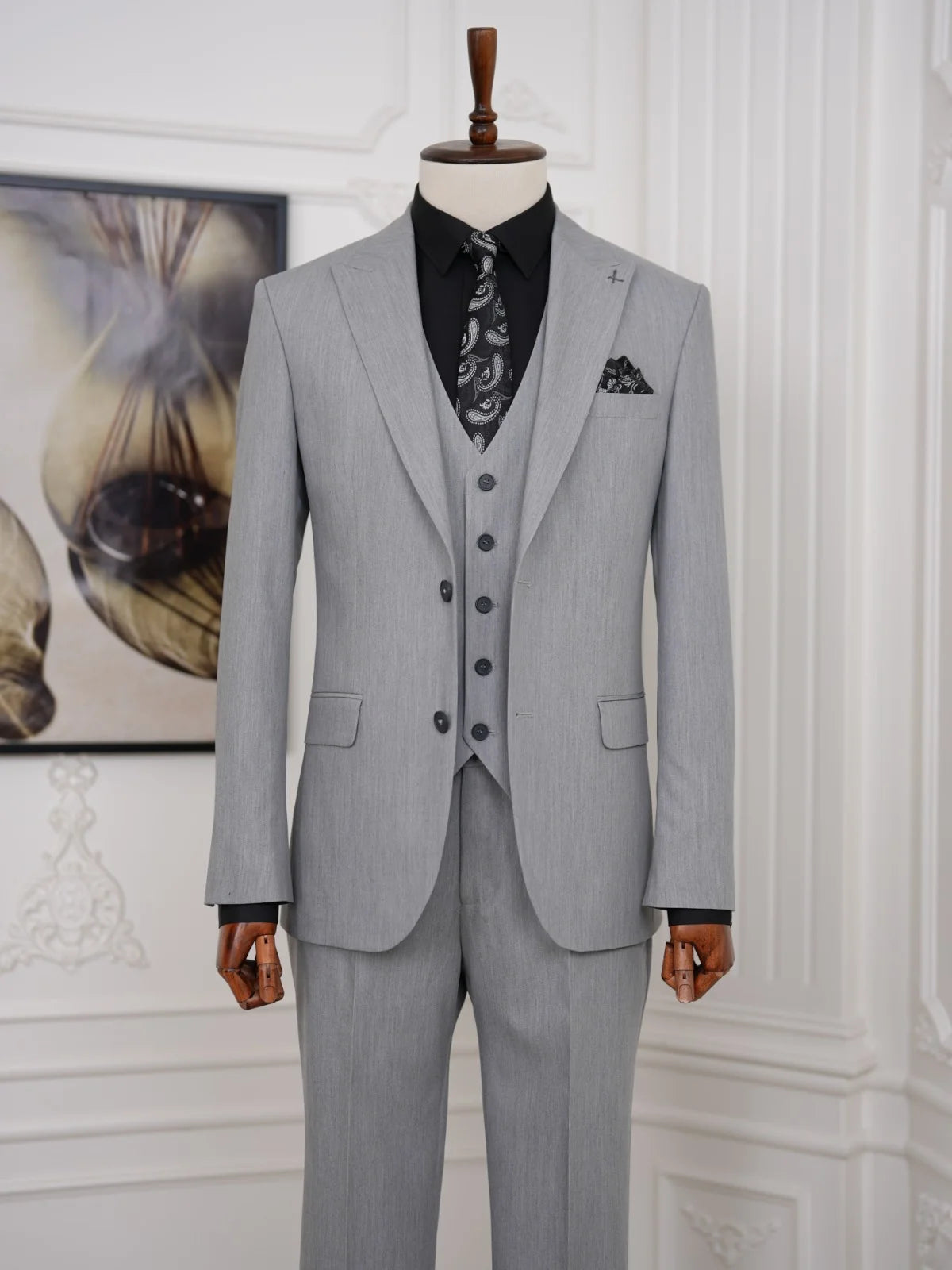 Slim Fit 3 Piece Gray Suit