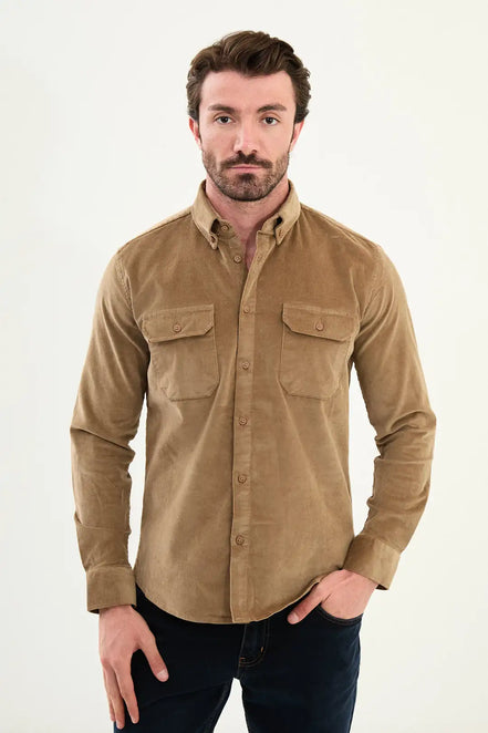 Brown Corduroy Shirt Mens