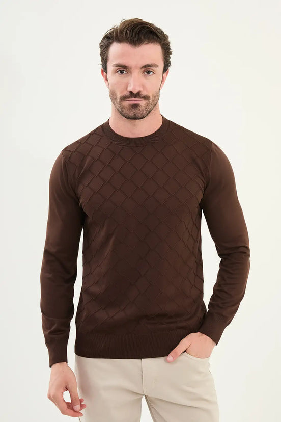 Brown Crewneck Sweater Men