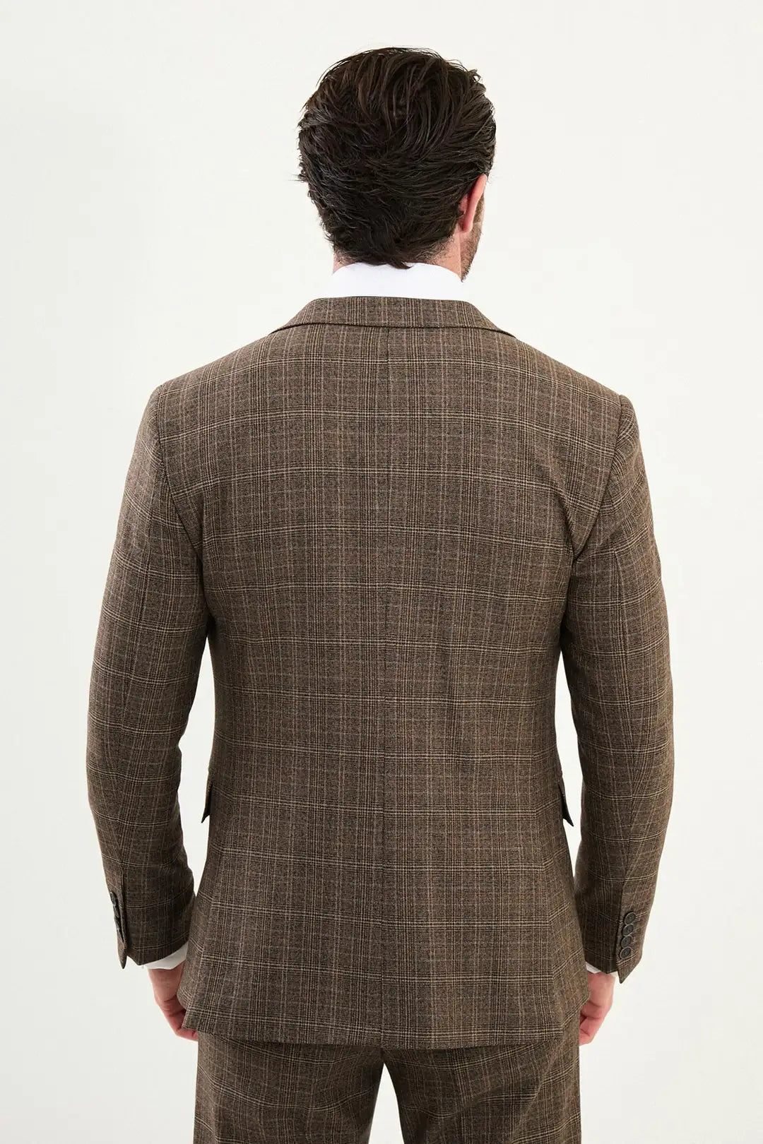 Brown Plaid Wool Suit