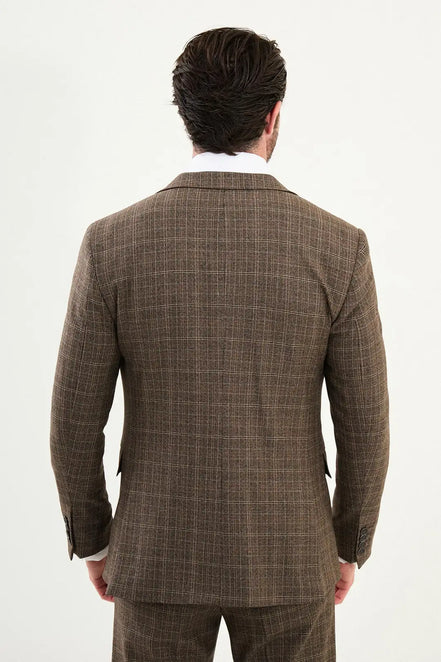 Brown Plaid Wool Suit