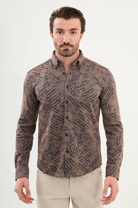 Brown Slim Fit Lumberjack Wool Shirt