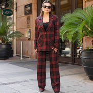 Burgundy Plaid Suit Women