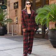 Burgundy Plaid Suit Women