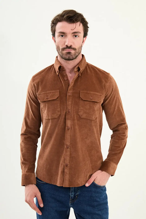 Camel Corduroy Shirt Mens