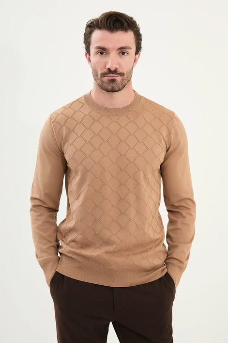 Camel Crewneck Sweater Men