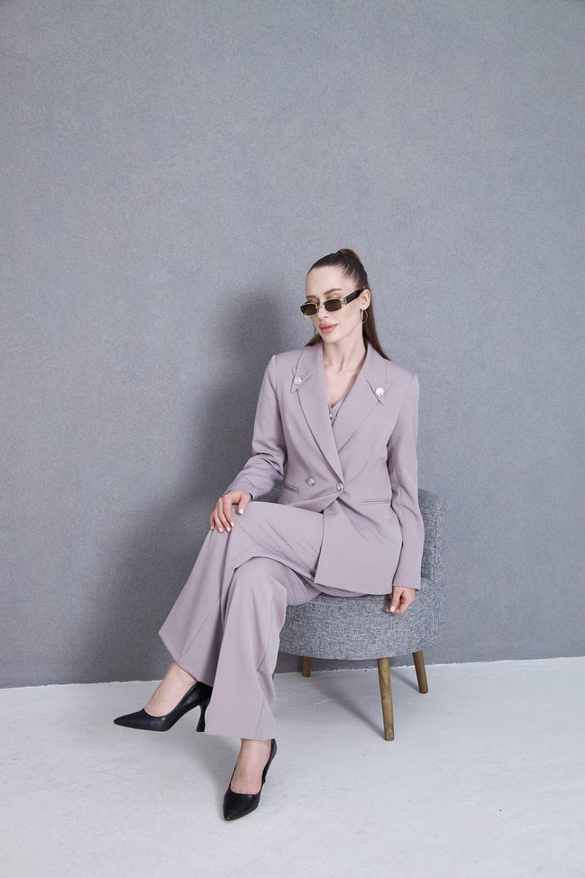 Gray 3 Piece Women Suit