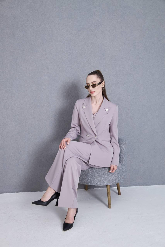 Gray 3 Piece Women Suit
