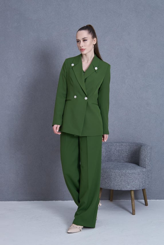 3 Piece Green Women Suit