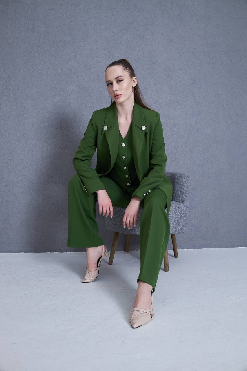 Green 3 Piece Women Suit