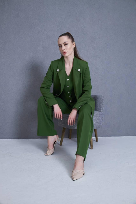 Green 3 Piece Women Suit