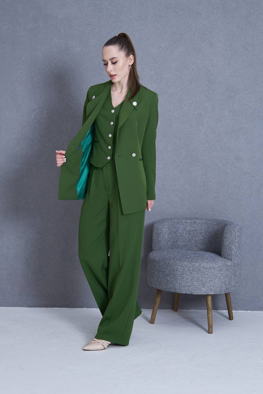 Green 3 Piece Women Suit