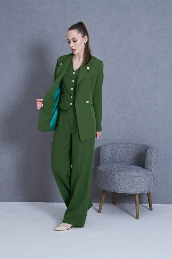 Green 3 Piece Women Suit