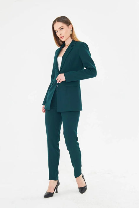 Woman wearing a green suit