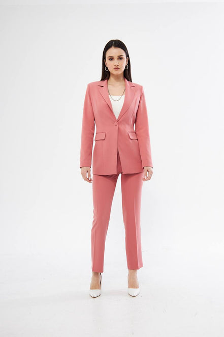 Woman wearing a pink suit