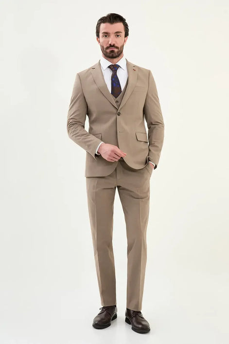 Cotton Light Brown Suit
