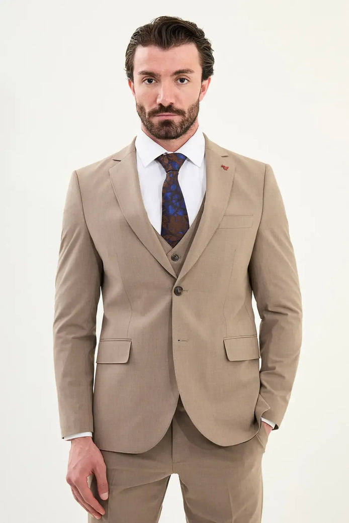 Cotton Light Brown Suit