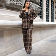 Dark Brown Plaid Suit Women