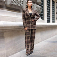 Dark Brown Plaid Suit Women