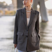 Dark Gray Blazer for Women Wool