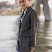 Dark Gray Blazer for Women Wool