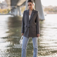 Dark Gray Blazer for Women Wool