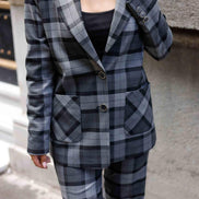 Dark Gray Plaid Suit Women