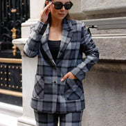 Dark Gray Plaid Suit Women