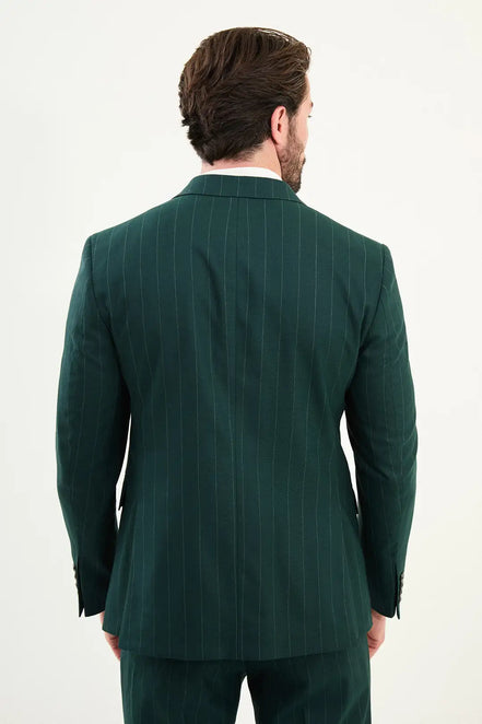 Emerald Green Pinstripe Double Breasted Suit